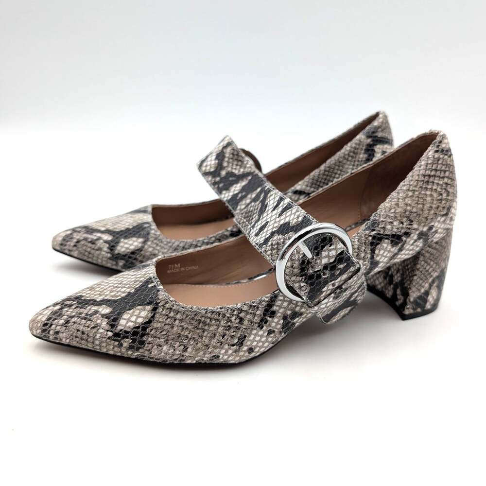 Linea Paolo Burton Mary Jane Block Heel Pump Women's Snakeskin Size US7.5 EU38